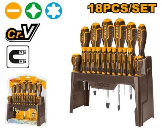 [HKSD1828] 18 Pcs طقم مفكات كوتشوك صناعي
