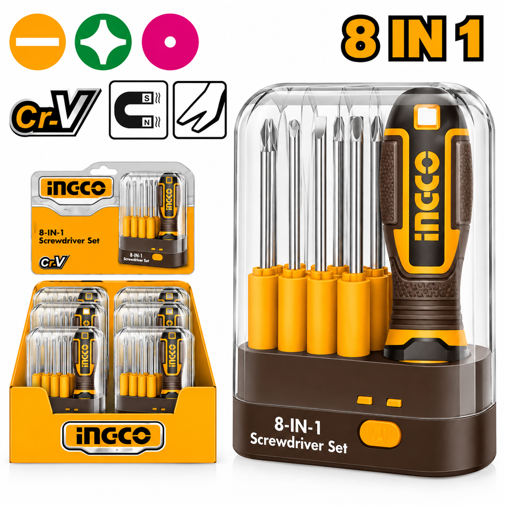 [AKISD0901] 8 in 1 طقم مفكات 8 رؤوس تبديل