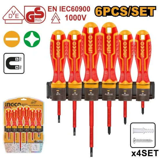 [HKISD0608] 6 Pcs 1000V طقم مفكات معزول صناعي