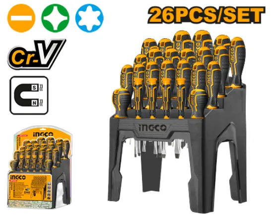 [HKSD2628] 26 Pcs ستاند مع مفكات مسكة كوتشوك