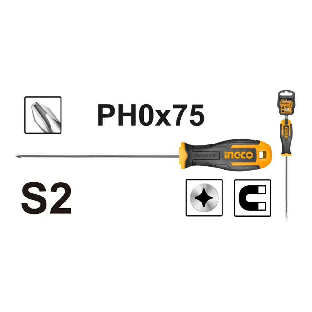 [HS68PH0075] (3x75)mm S2, PH0 مفك براغي صناعي