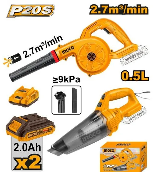 [COSLI230805] 20V 2Batt 2A+char 0.5L بلور+ مكنسة يد فارة بطارية