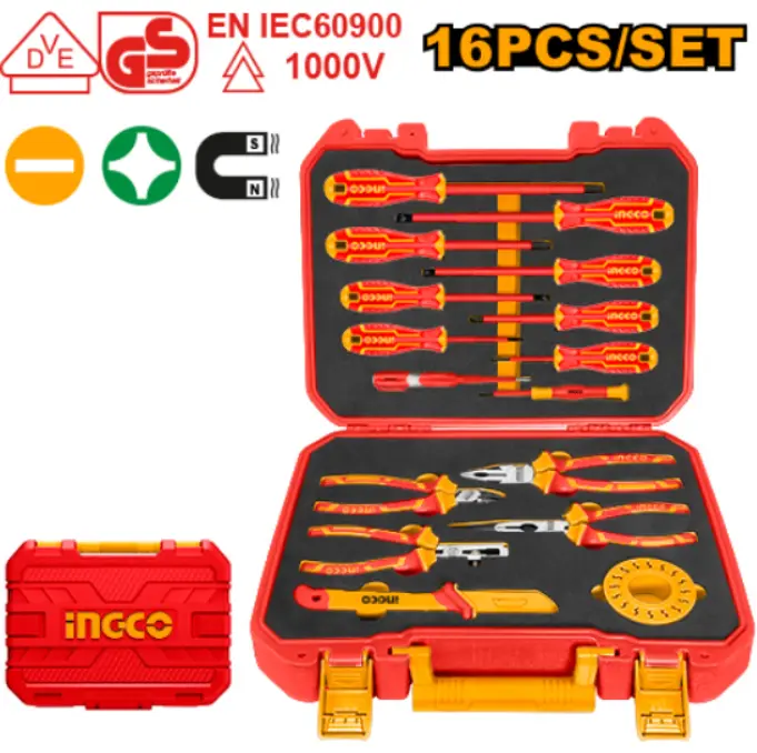 [HKITH1601] 1000V 16Pcs طقم بانسات و مفكات معزول