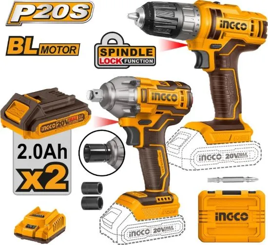 [COSLI230702] Lithium-Ion Cordless Set of 2 Pieces Combo Kit (Cordless Drill + Impact Wrench) Price 147.10$