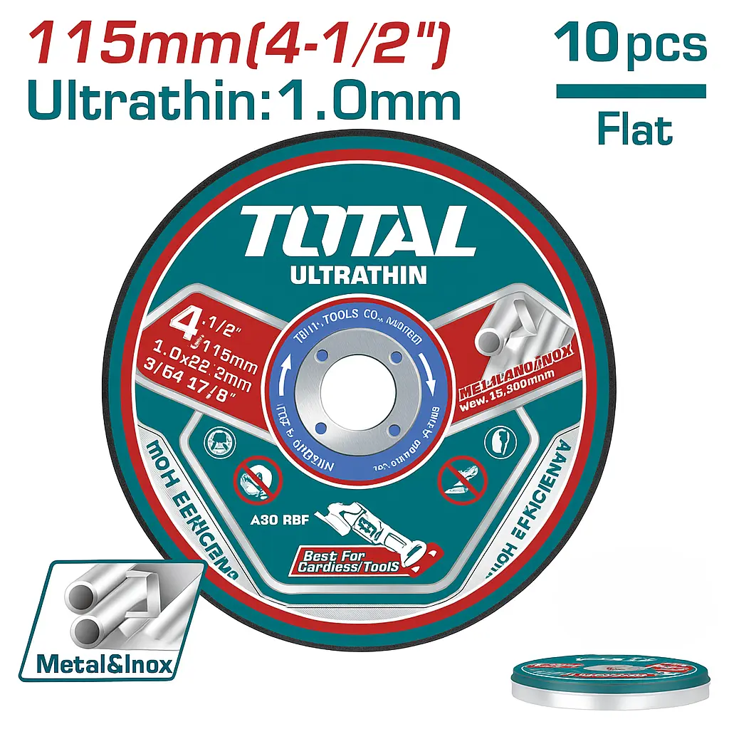 [TAC21011518] 10Pcs Metal & Inox Cutting Disc 115x1.0mm Price 5.5$