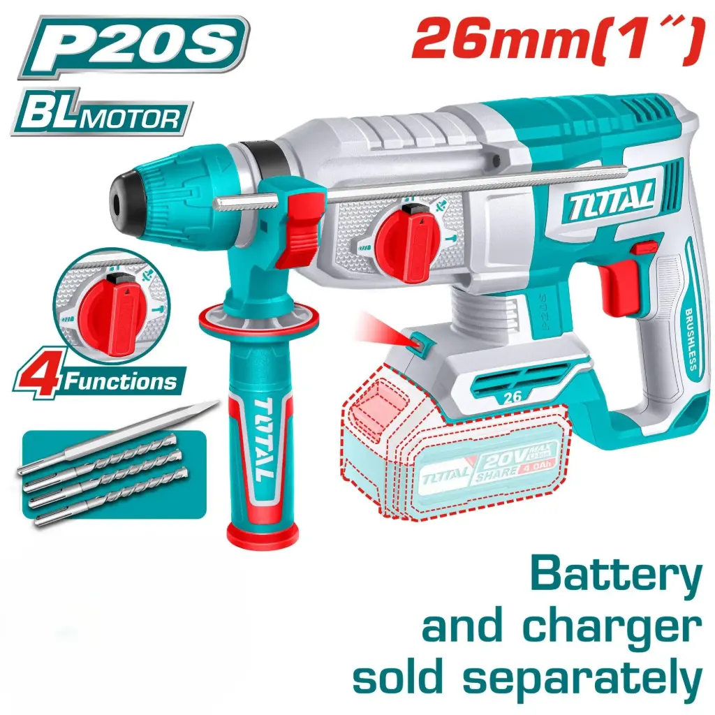 [TRHLI20268-F] Total Rotary Hammer 26mm 20V Empty Price 83.25$