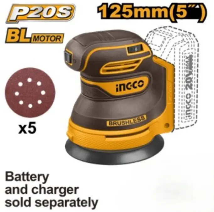 [CROSLI2002-F] 20V 125mm 5" حفافة مبرومة بطارية فدار