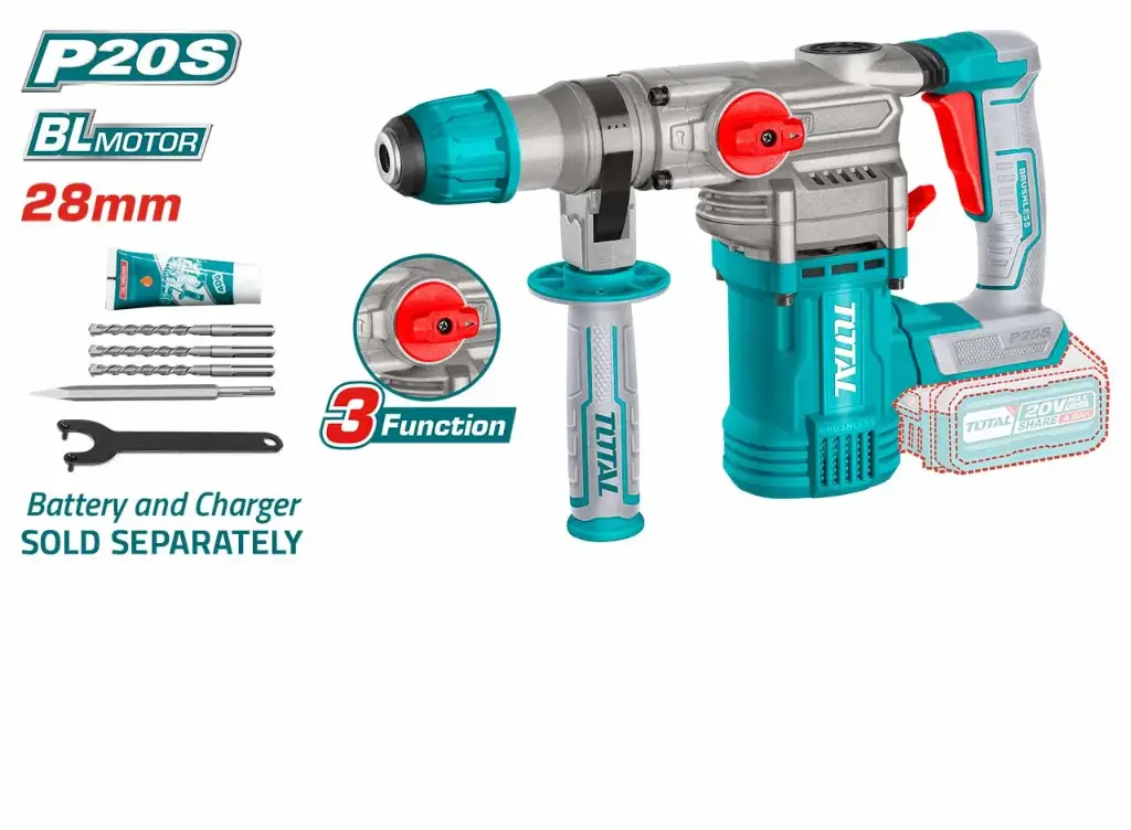 [TRHLI20288-F] Total Rotary Hammer 28mm 20V فدار Price: 90$