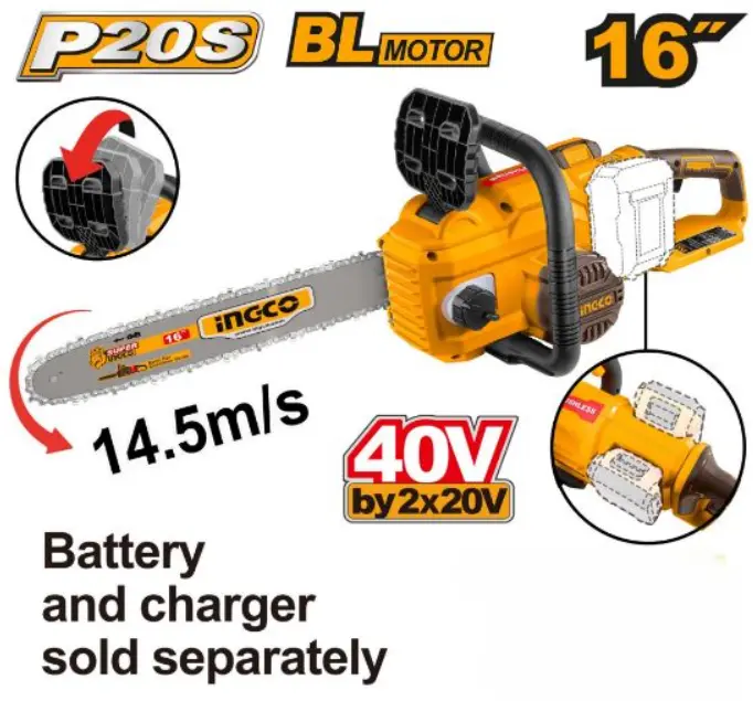 [CGSLI40168-F] 40V 16" BL منشار حطب بطارية فدار Price 163.75$