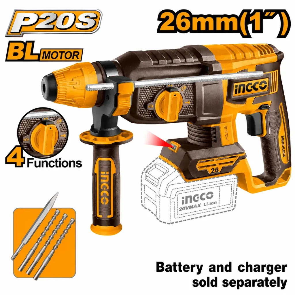 [CRHLI20268-F] 20V 26MM BL Rotary Hammer SDS مقدح برم و تكسير فدار Price 77.65$