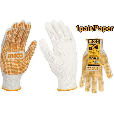 [HGVK05]  XL PVC كفوف قطن منقط كوتشوك