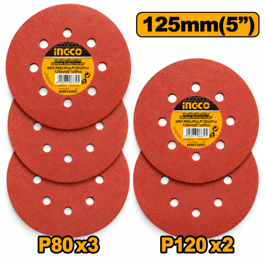 [AKRS125051] 5Pcs 125mm (80-120) ورق حف حفافة