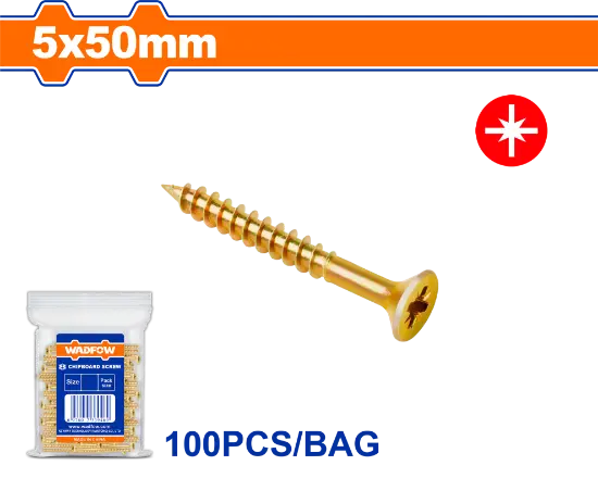 [WXS5942] 100Pcs 5x50mm برغي اصفر خشابي مصالب