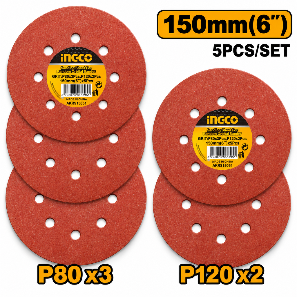 [AKRS150051] 5Pcs 150mm P(80-120) ورق حف حفافة