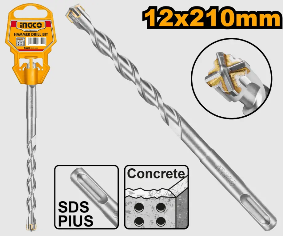 [DBH1211202C] 12x210mm SDS plus ريشة 4 رؤوس