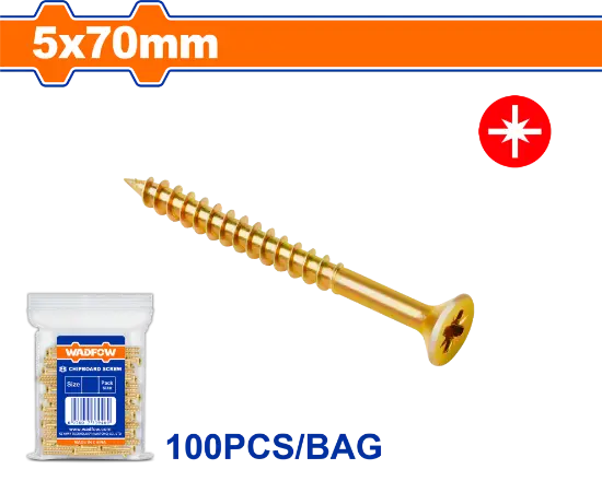 [WXS5943] 100Pcs 5x70mm برغي اصفر خشابي مصالب