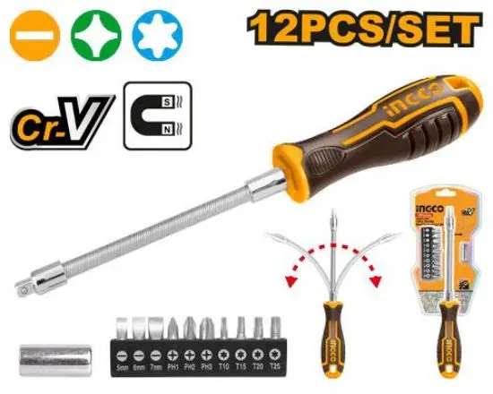 [AKSDFL1208] 12 Pcs Flexible Shaft Screwdriver Set