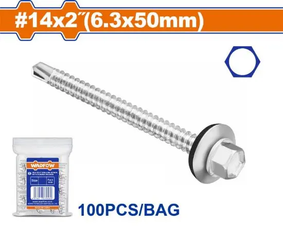 [WXS4915] 100Pcs 14x2" (6.3x50mm) TOT برغي راس مسدس مزيبق
