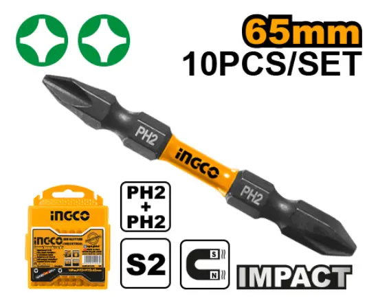 [SDBIM21PH233] 10Pcs 65mm PH2+PH2 راس مفك مقدح بولاد