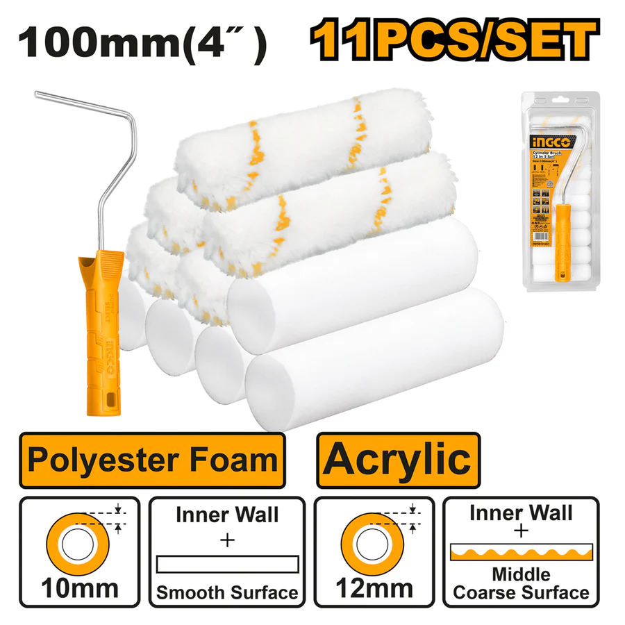 [HKTCB121001] (100x6)mm 11 Pcs M.F-AC طقم رول دهان مع مسكة