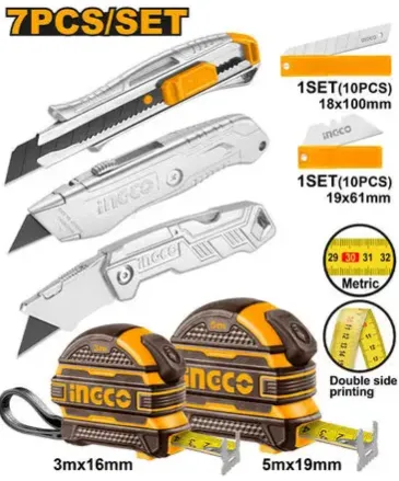 [HMK23039]  7Pcs طقم شفرات و امتار ملبس كوتشوك