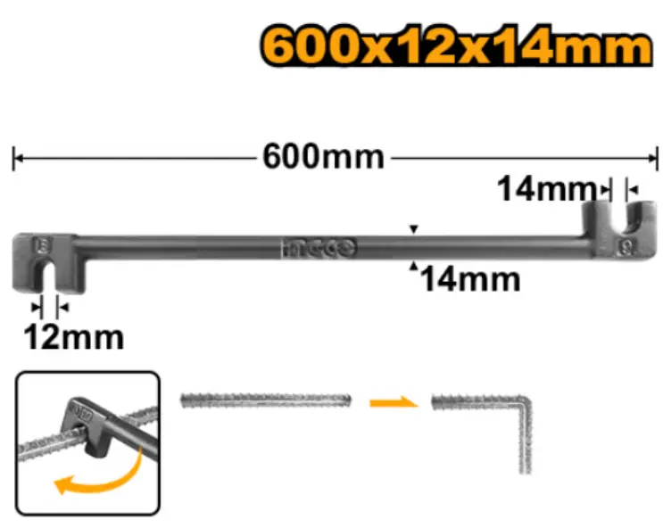 [HBB12141] 600mm (12x14)mm طعاجة حديد مبروم