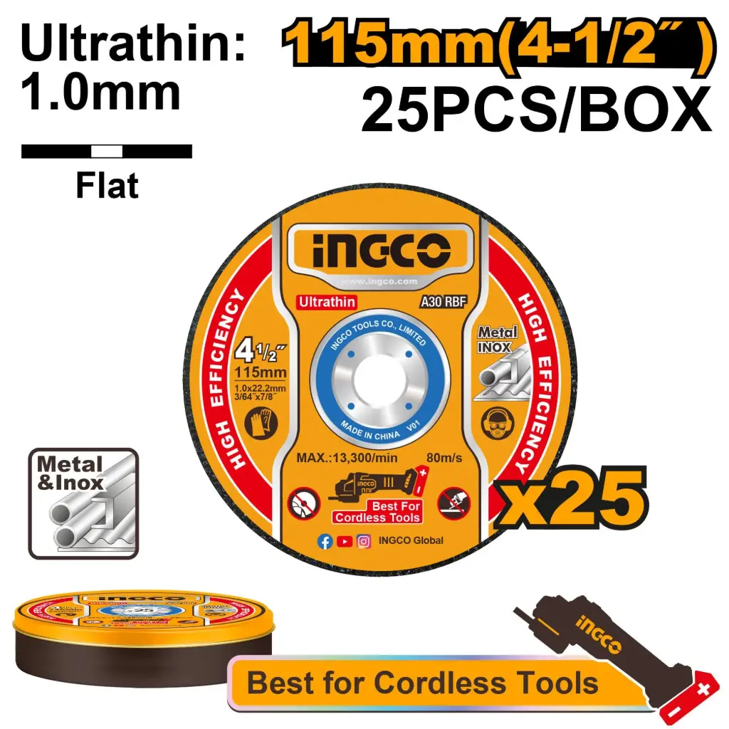 [MCD11011525]  25PCS 115x1.0mm ديسك قص ستانلس رفيع