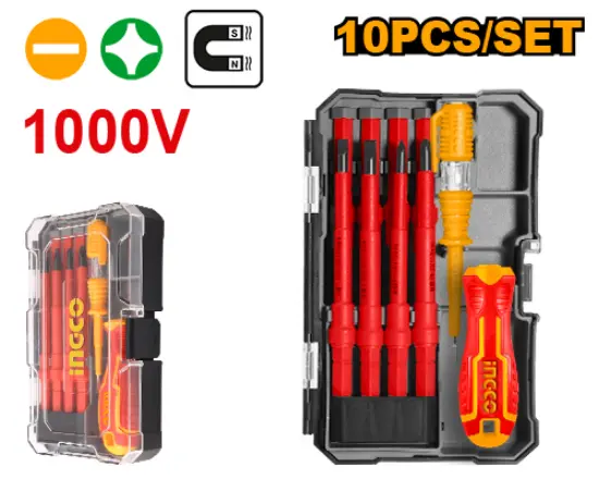 [HKISD1008] 10 Pcs طقم مفكات معزل