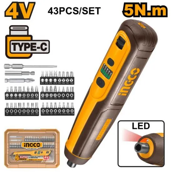 [CSDLI04062] 4V 43Pcs bits + Holder مفك على البطارية