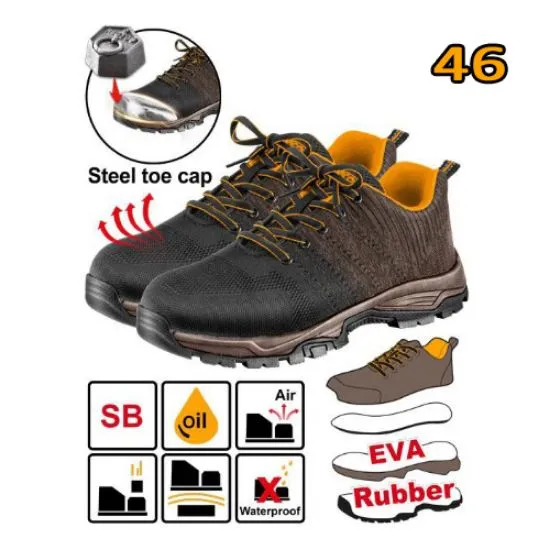 [SSH82SB.46] 46 حذاء للعمل بني بشريط مع حماية واطي