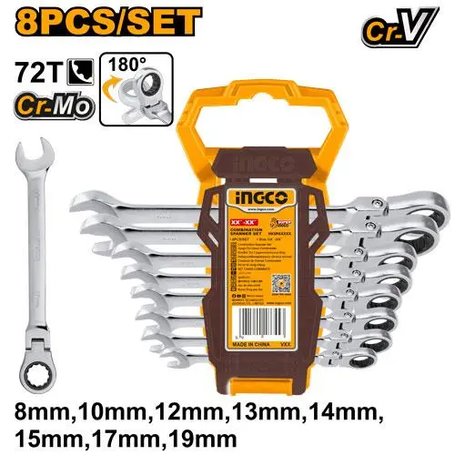 [HKSPAR1083]  8 Pcs 8-19mm طقم شق مسنن طقطاق بيطوي
