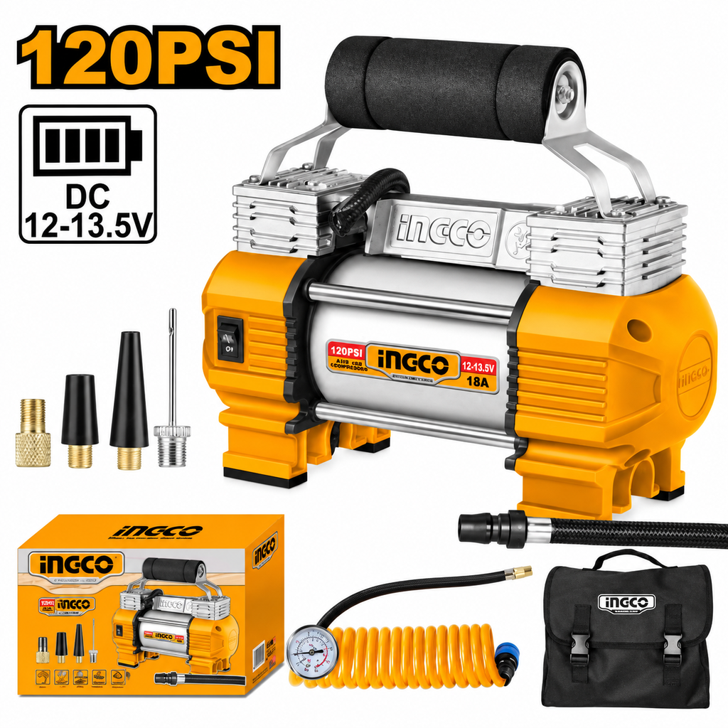 [AAC2508] Auto air compressor 120PSI 2 Cylinder منفخ دواليب