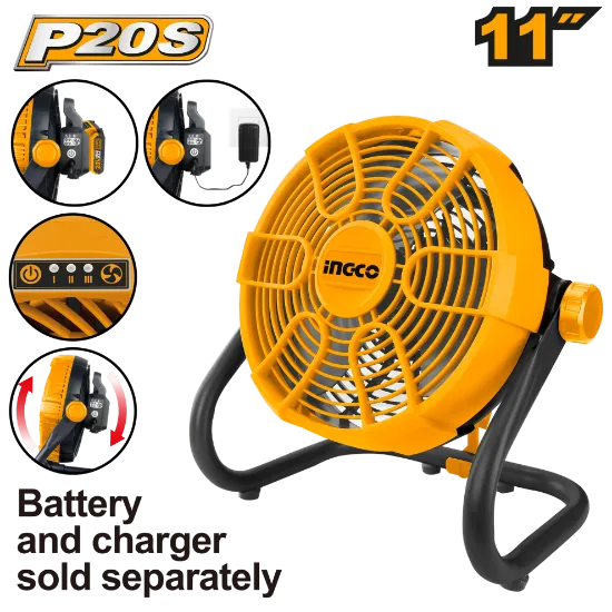 [CFALI2002] 20V 11" 0-360° مروحة بطاريية مع قاعدة متحركة
