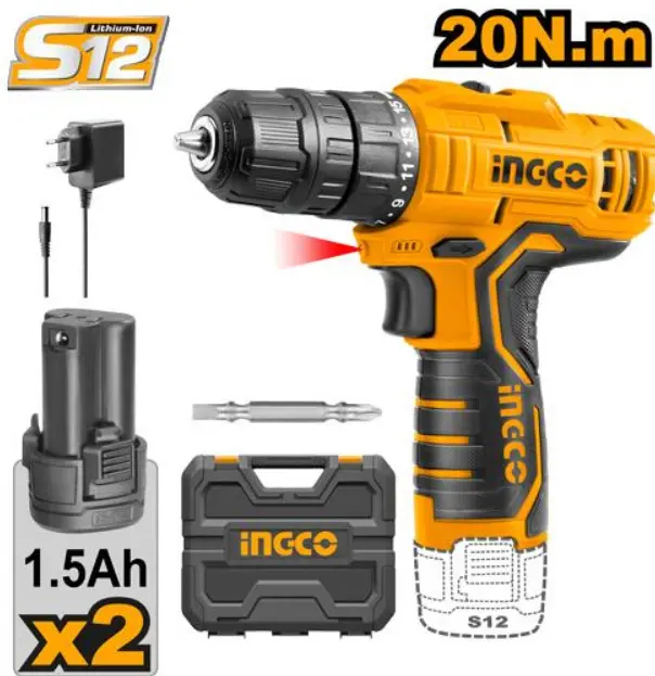 [CDLI12208] 12V 2Batt+Bag SS مقدح بطارية ليثيوم