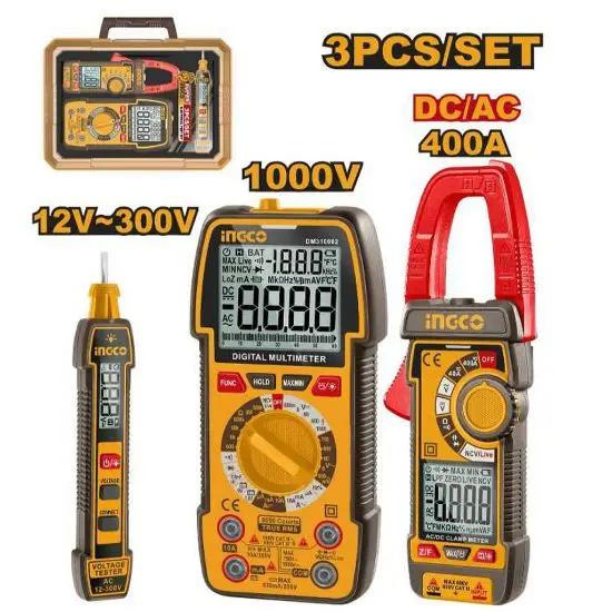 [COS24067] 3Pcs 400A DC/AC مجموعة ساعة فحص+مفك تست ديجيتال+كلامب ميتر