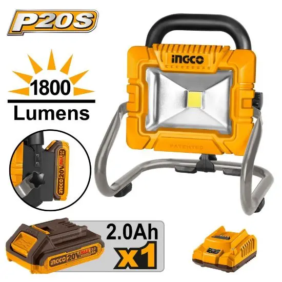 [CWLI20258] 20V 1Batt 2Ah+Char 1800 lumens LED بروجكتور مع قاعدة