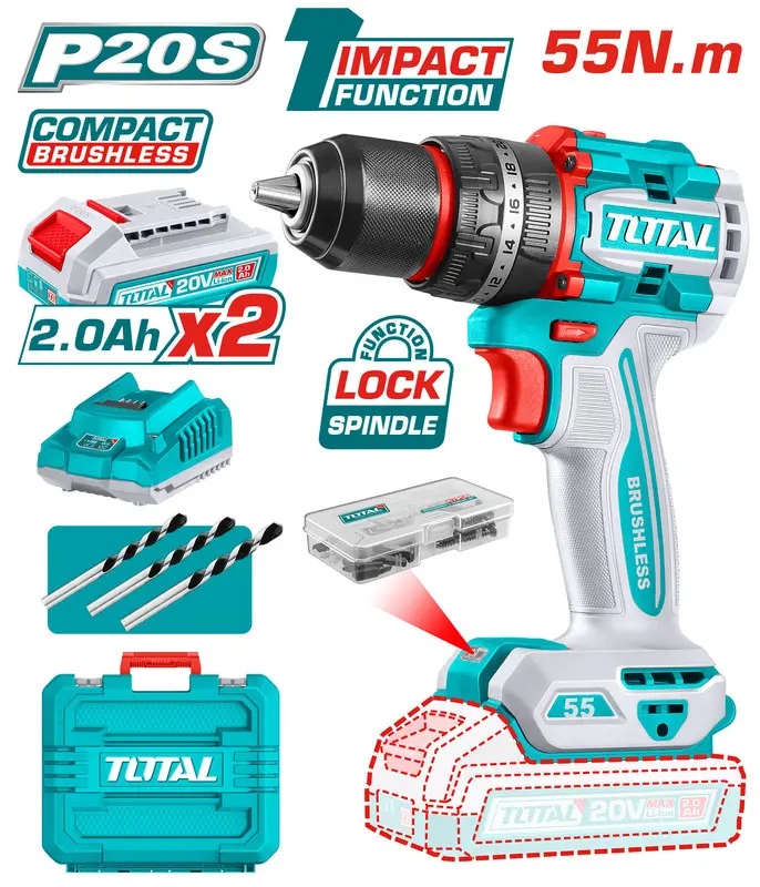 [TIDLI20558] Compact Brushless Cordless Impact Drill 55n.m Price 64.40$