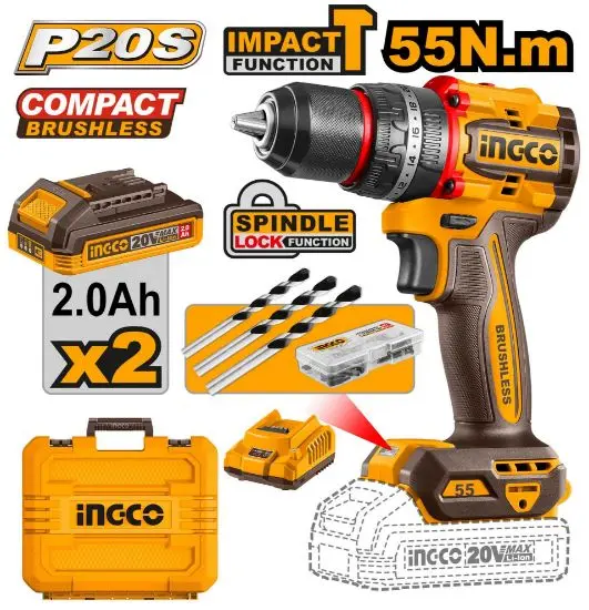 [CIDLI20558] Compact Brushless Cordless Impact Drill 55n.m