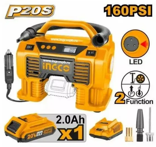 [CACLI20021] 20V 160psi/11Bar منفخ بطارية مع شاشة كبيرة