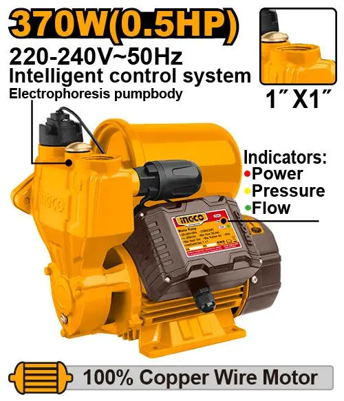 [VPZ3708] 0.5HP 370w 1" مضخة ضغط مياه تلقائي