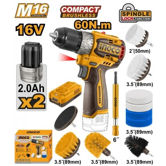 [COSLI240786] 16V 2Batt 2Ah + Charger 60n.m مقدح مع طقم فراشي