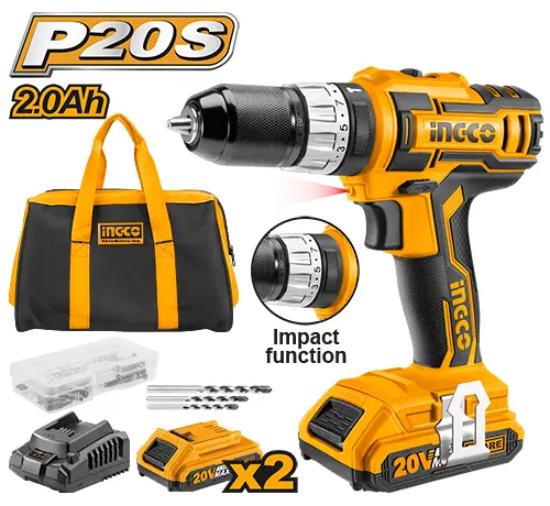 [CIDLI2002] 20 V مقدح ليثيوم رجراج+شنطة +بطارية عدد 2+اكسسوار Price 138.70$