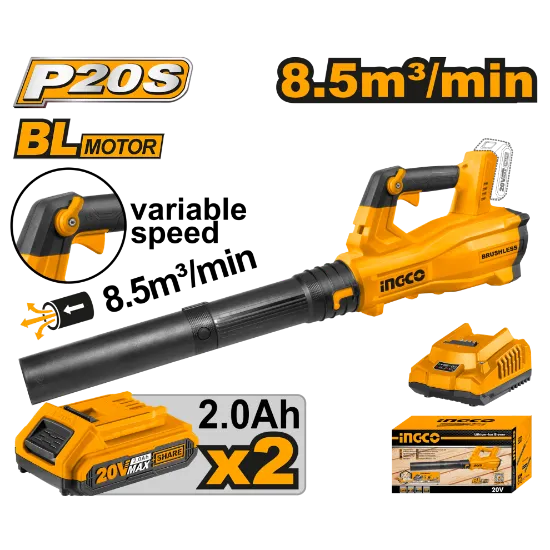 [CABLI204282] 20V 2Batt 2A+Char. بلاور حدائق على البطارية