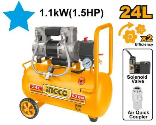 [ACS111242]  24L 1100W (1.5HP) كومبرسور هواء كاتم