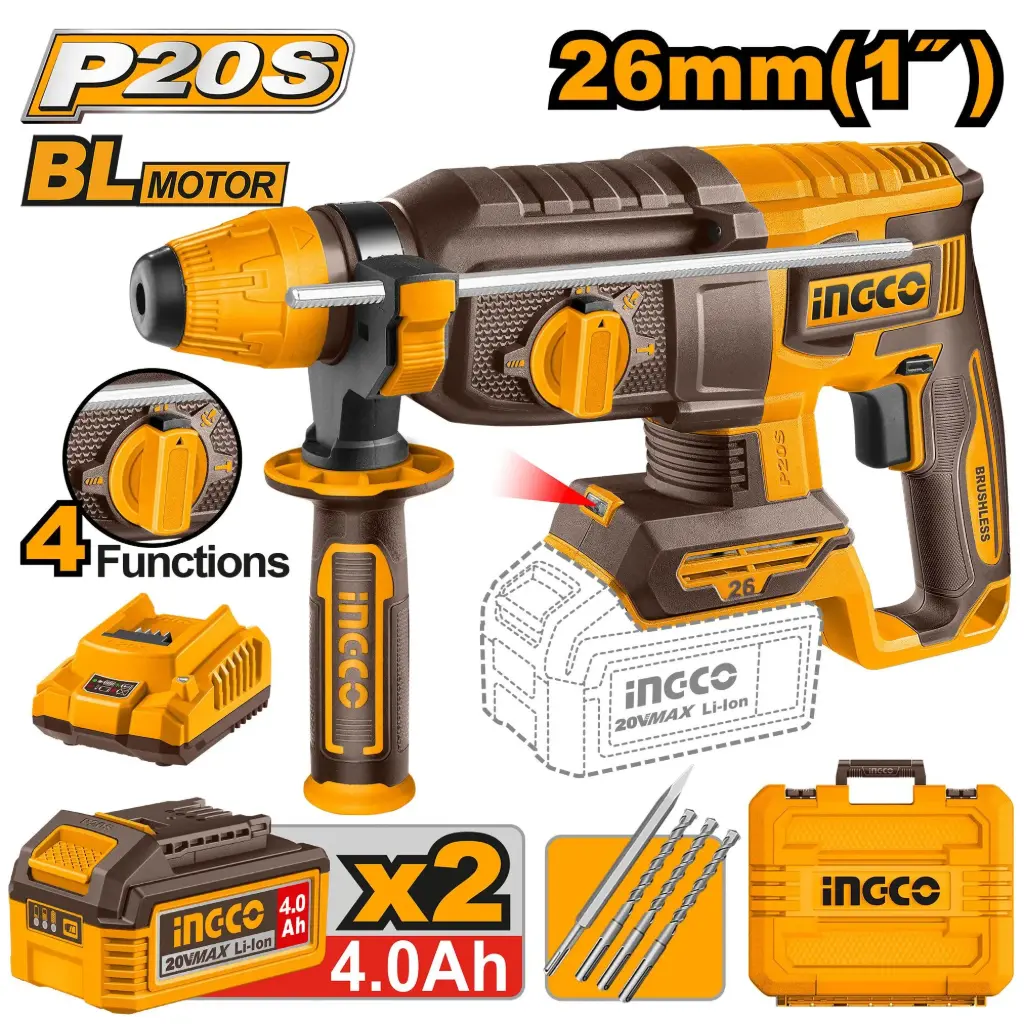 [CRHLI202682] Cordless Rotary Hammer 26mm 20V 2Batt + Charger Price 133.15$