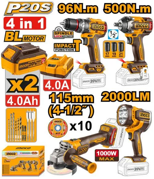 [COSLI241292] Cordless 20V 4 in 1 Combo Kit