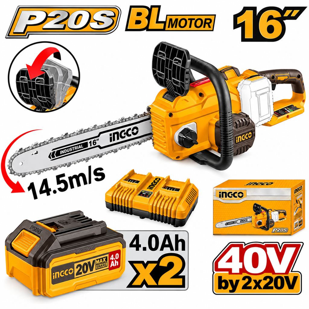 [CGSLI401682] 40V 2Batt +char+Box 10mm منشار حطب بطارية