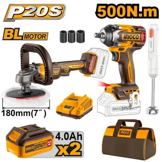 [COSLI240686] 20V 2Batt 4Ah Bag 500N blender+فرد شد عزق+صاروخ بوليش