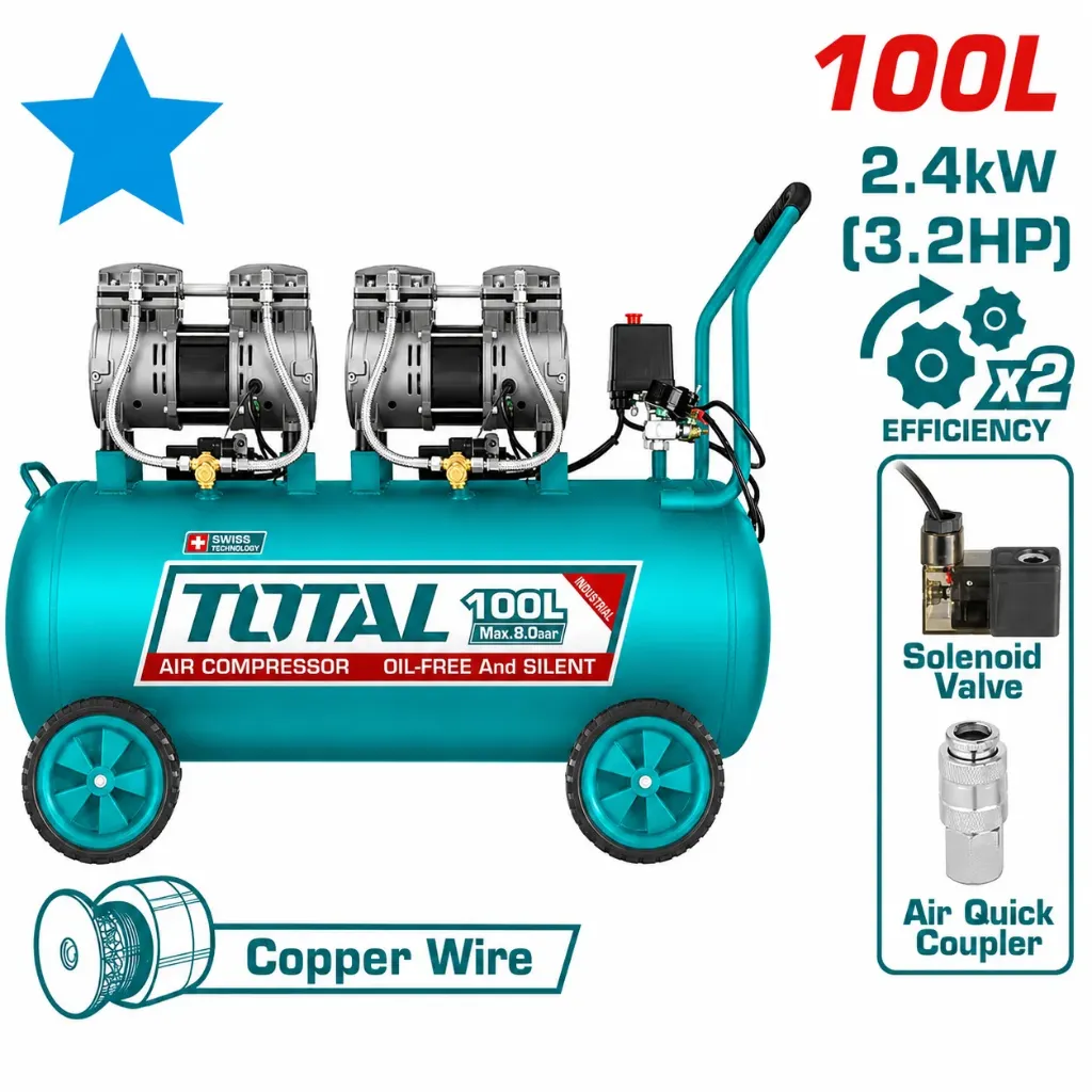 [TCS2241008] 100Lx3.2HP Silent Oil Free Air Compressor