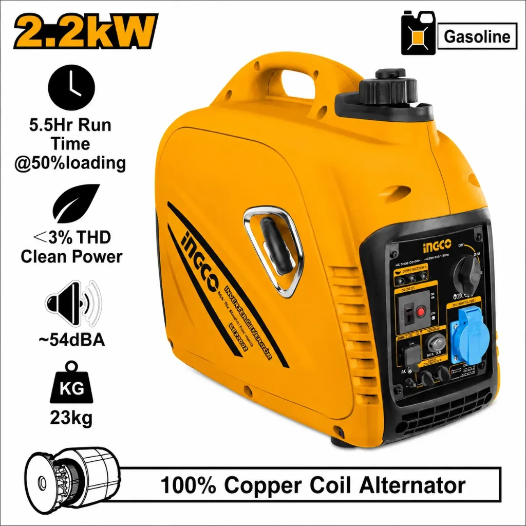 [GEI30001] 2200W مولد كهرباء على البنزين كاتم ملفى نحاس